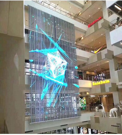 肇庆朗润展馆展厅楼体led透明全彩屏幕透明玻璃冰屏